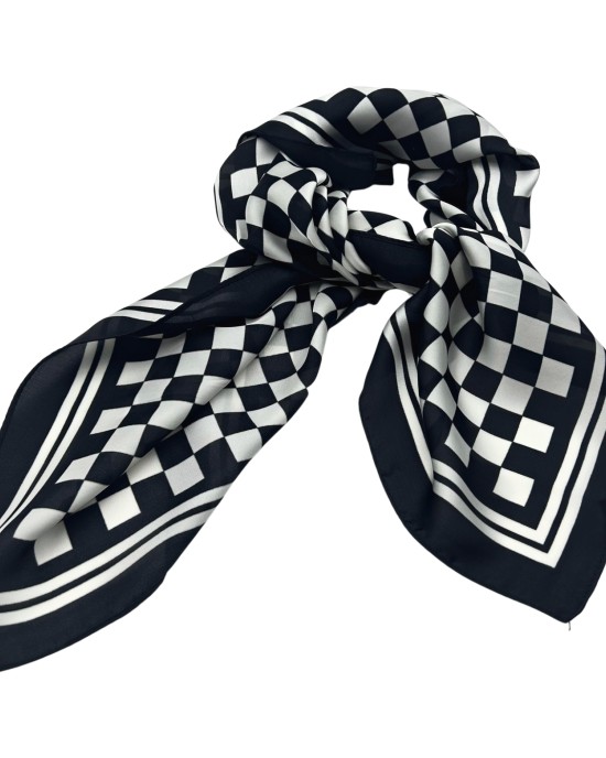 black and white small fragrant silk scarf square scarf